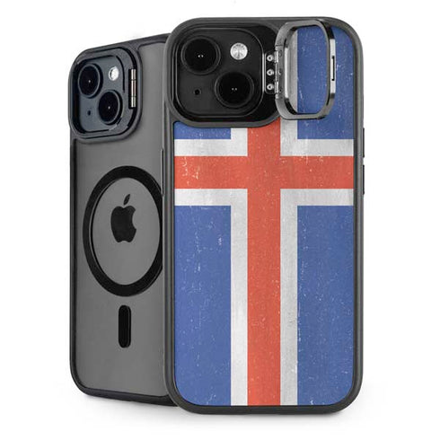 Iceland Flag Distressed iPhone 14 Plus Kickstand Case